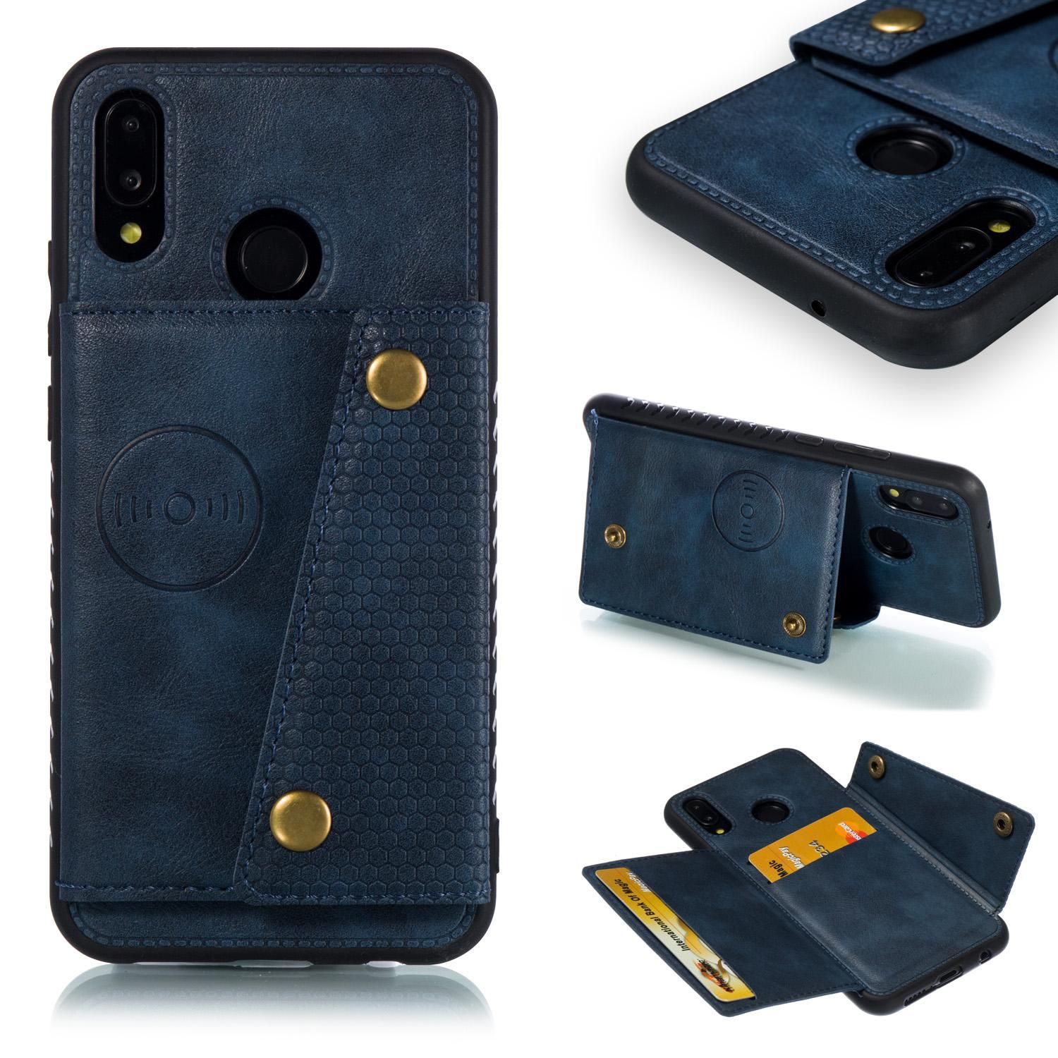 for Huawei P20 Lite Leather Case Multiple Magnetic Folio Flip Wallet Back Case Cover, Can work with Magnetic Car Mount, Card Slots, Metal Clasp, Stand Support, Lens Protection