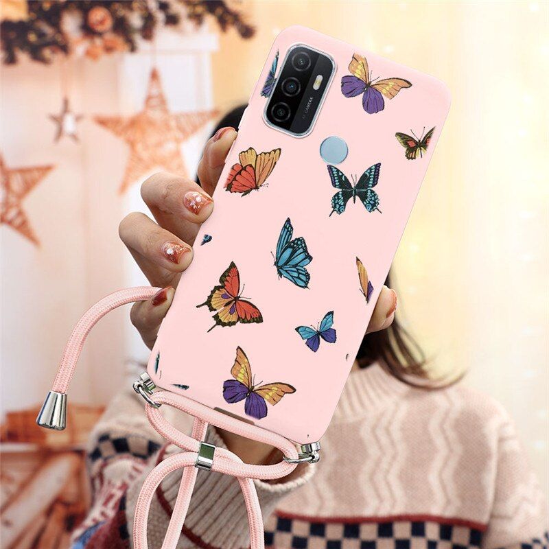 For OPPO A53 Phone Case Silicone Soft TPU Back Cover For OPPO A53S A32 OPPOA53 A 53 2020 6.5'' Fashion Lanyard Rope Fundas Coque