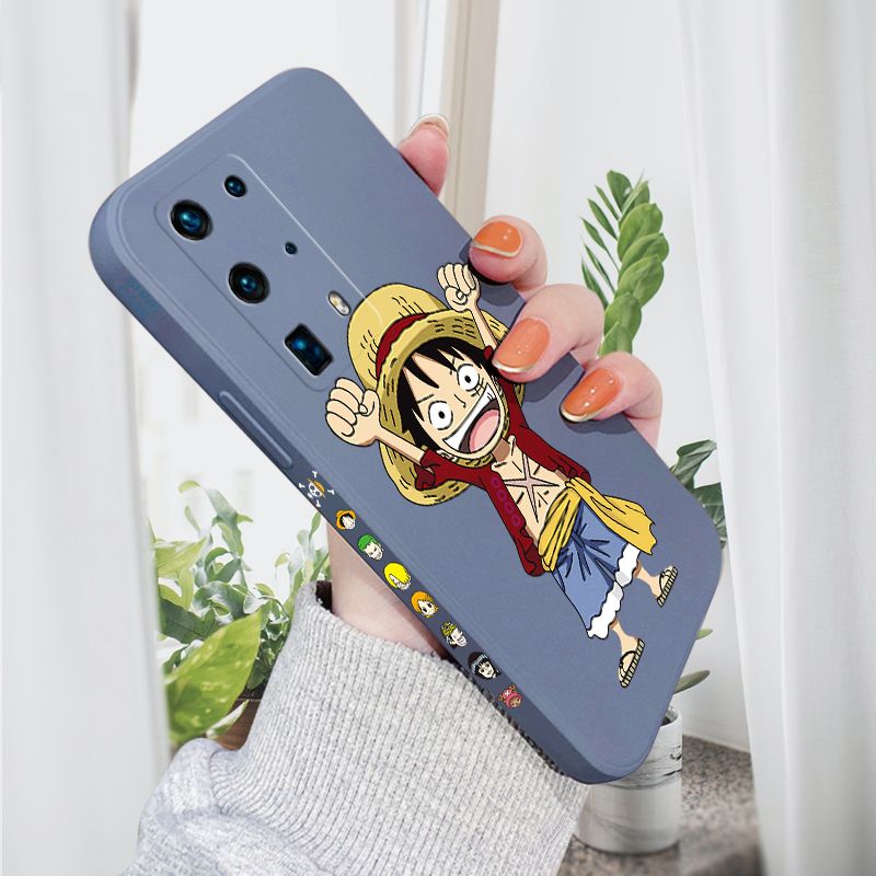 AMORVOR for Huawei P40 Pro Plus Back Cover Anime One-Piece Luffy Side design Soft Case Liquid Silicone Phone Cases