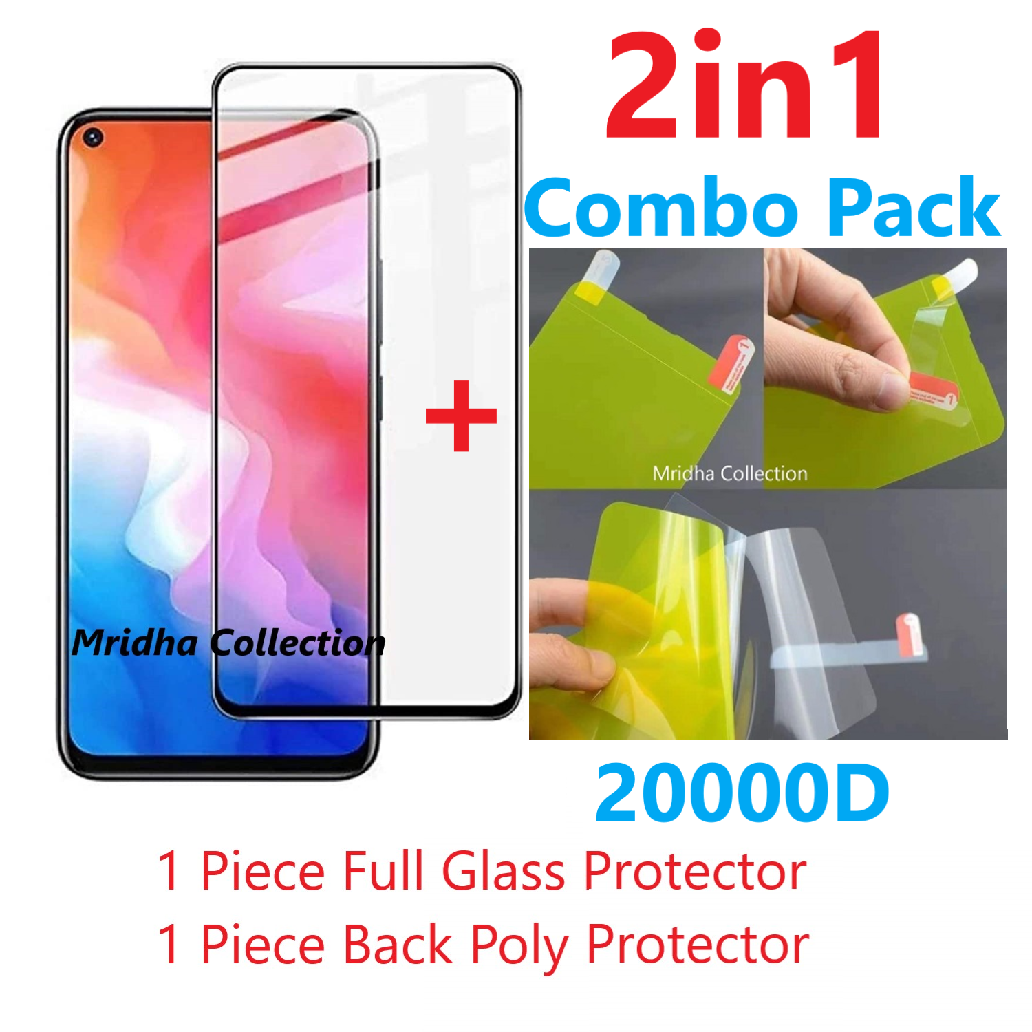 2in1 Protector Combo Pack for Oppo A52 / Oppo A53 / Oppo A53s (Screen Protector Glass+Back Protector Poly / TPU)
