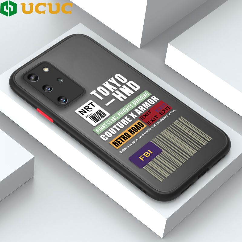 UCUC for Samsung Galaxy S20 Plus Back Cover FBI Sticker Frosted Transparent Hard Phone Case Thin Shockproof Full Cover Camera Protect Case