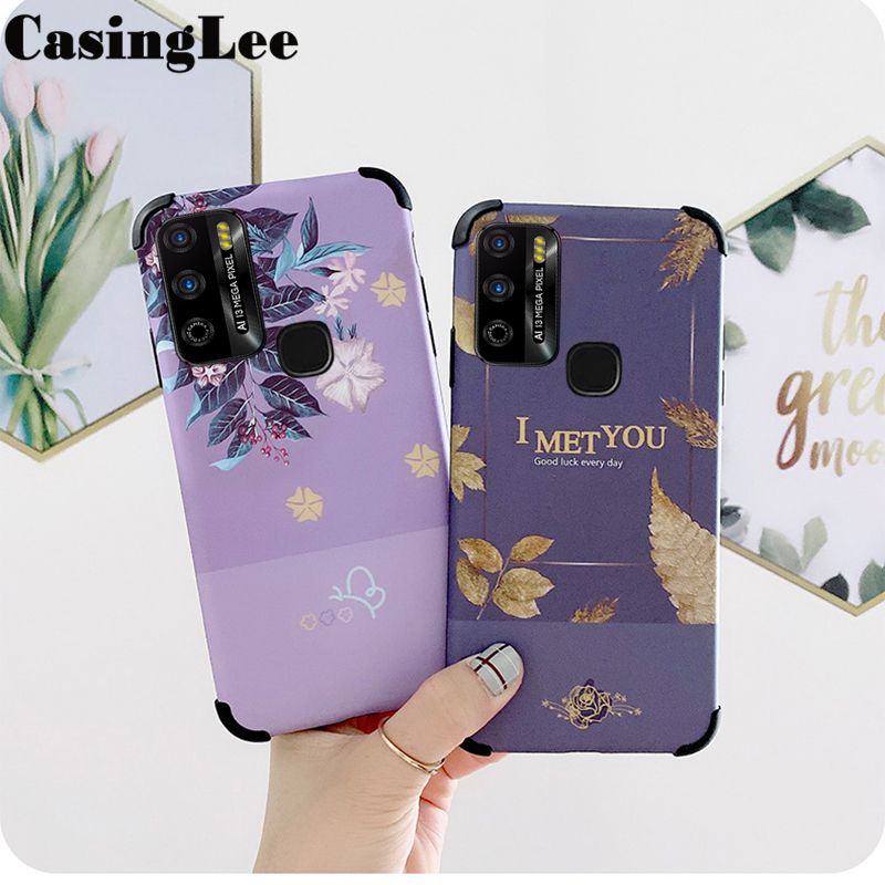 Casinglee For infinix Hot 9 Play Case Shockproof Romantic Flowers Purple Color Design Couple Full Protection Back Cover infinix Hot9 Play Phone cases For girls and Boys