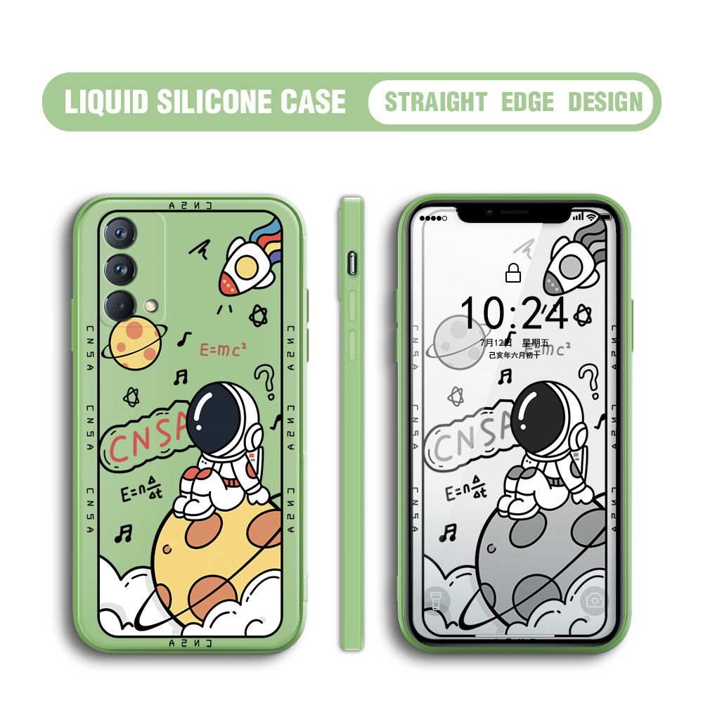 BILI for Realme GT Master Back Cover Little Astronaut Sit In Planet Multicolor Liquid Silicone Phone Case Soft Square Lens Protection Phone Cases