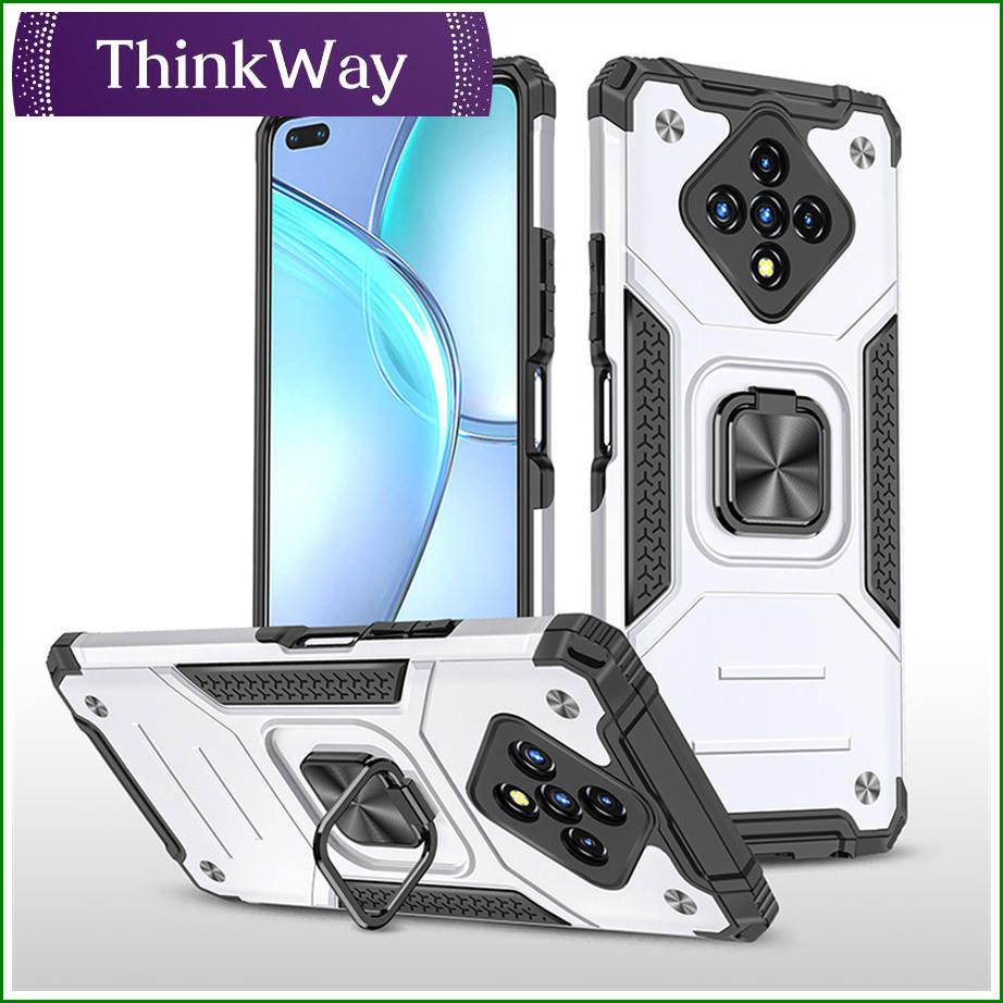 Shockproof Rubber Magnetic Car Ring 360 Ring Holder Phone Protective Cover Armor Shockproof Case For Infinix zero8 & Infinix Hot10 Play