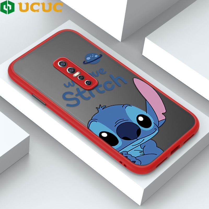UCUC for Vivo V17 Pro Back Cover Peeping Stitch Frosted Transparent Hard Phone Case Thin Shockproof Full Cover Camera Protect Case