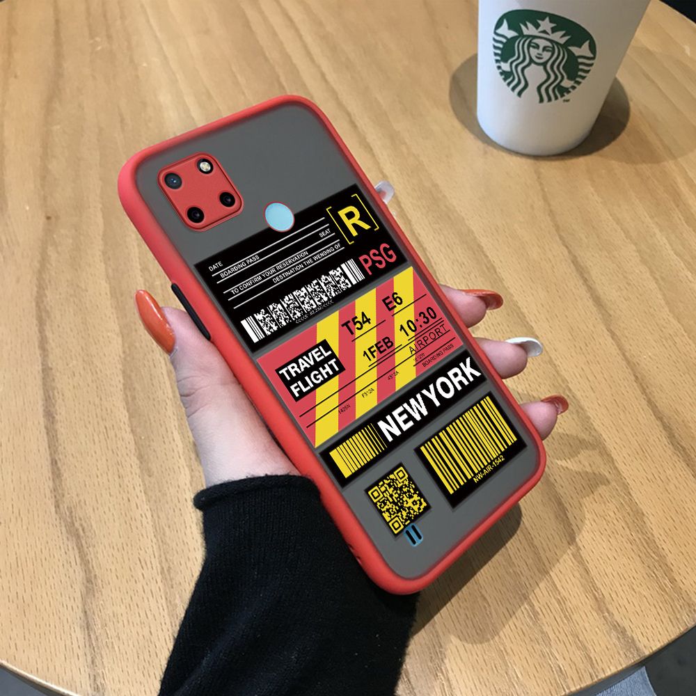 Jizetin for Realme C21Y / Realme C25Y Back Cover Stripe Air Ticket Mobile Phone Case Ultra Thin Full Lens Protection Phone Case for Boy