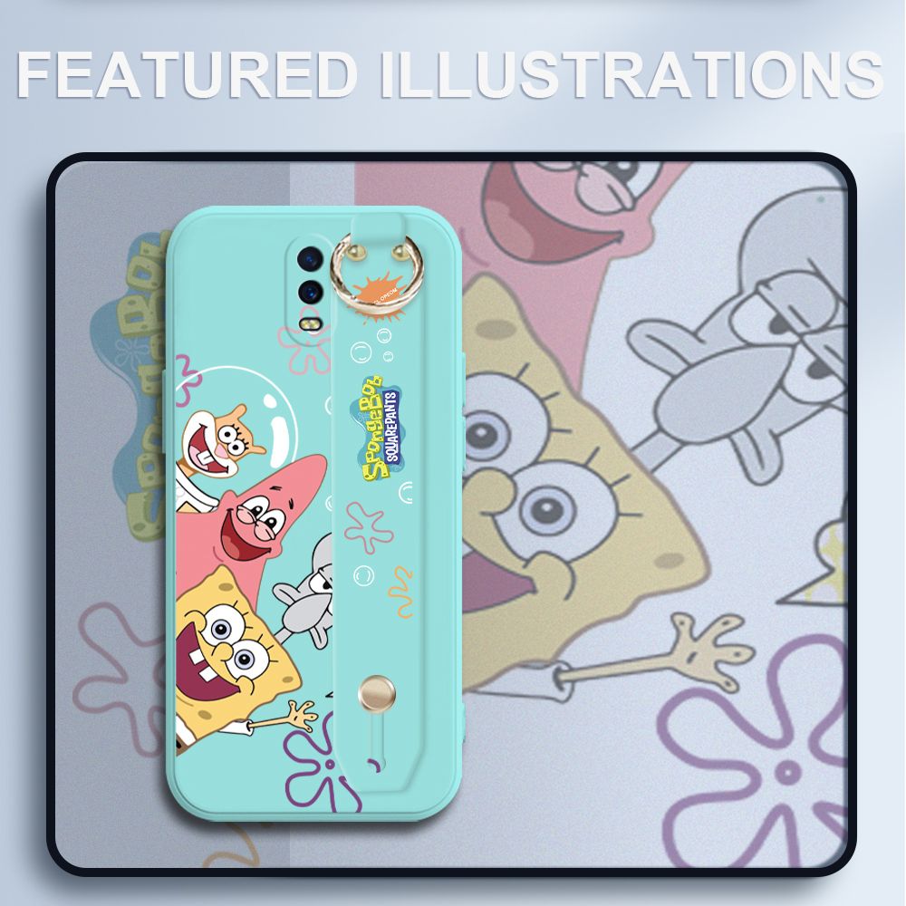 UCUC for OPPO R17 Wrist Strap Case Funny Cartoon Sea Creatures Cover Ultra Thin Anti Fall Liquid Silicone Phone Case