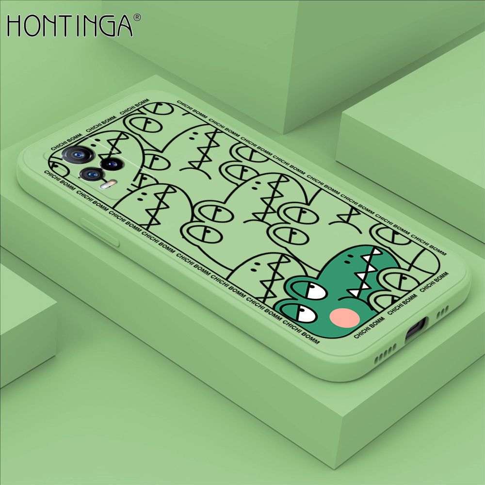Hontinga for Vivo V21E Case Cartoon Crocodile Alligator Phone Case Phone Case Soft Square Edge Silicone Cases Full Lens Cover Shockproof Protection Cover