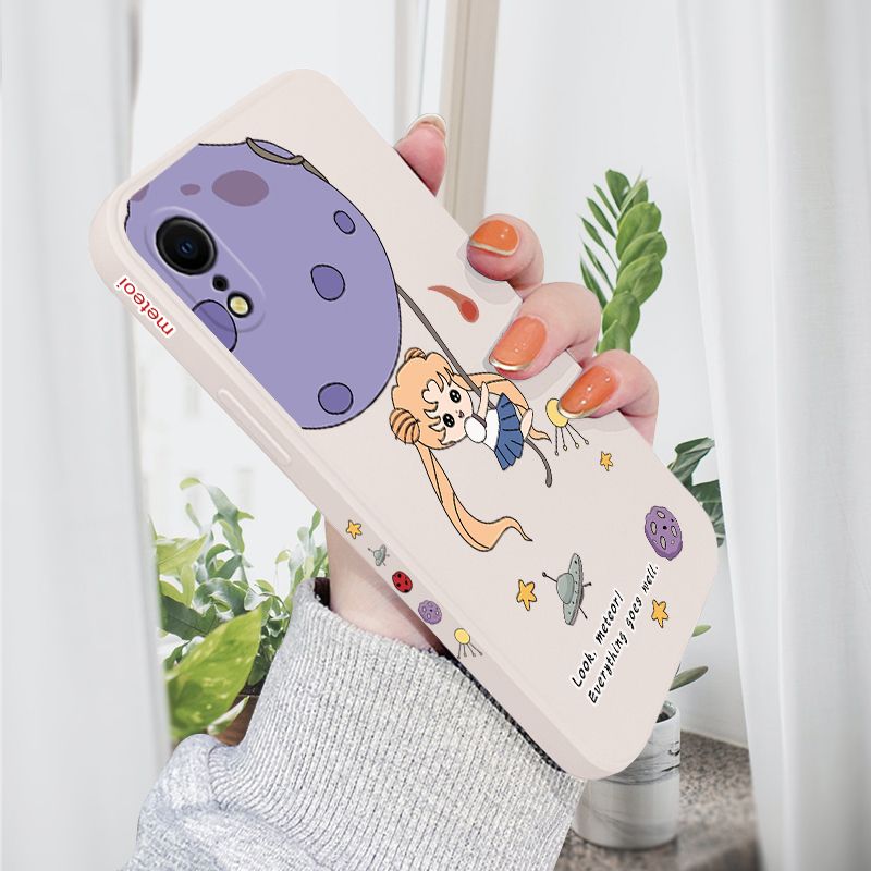AMORVOR for iPhone XR Back Cover Lovely Sailor Moon Side design Soft Case Liquid Silicone Phone Cases