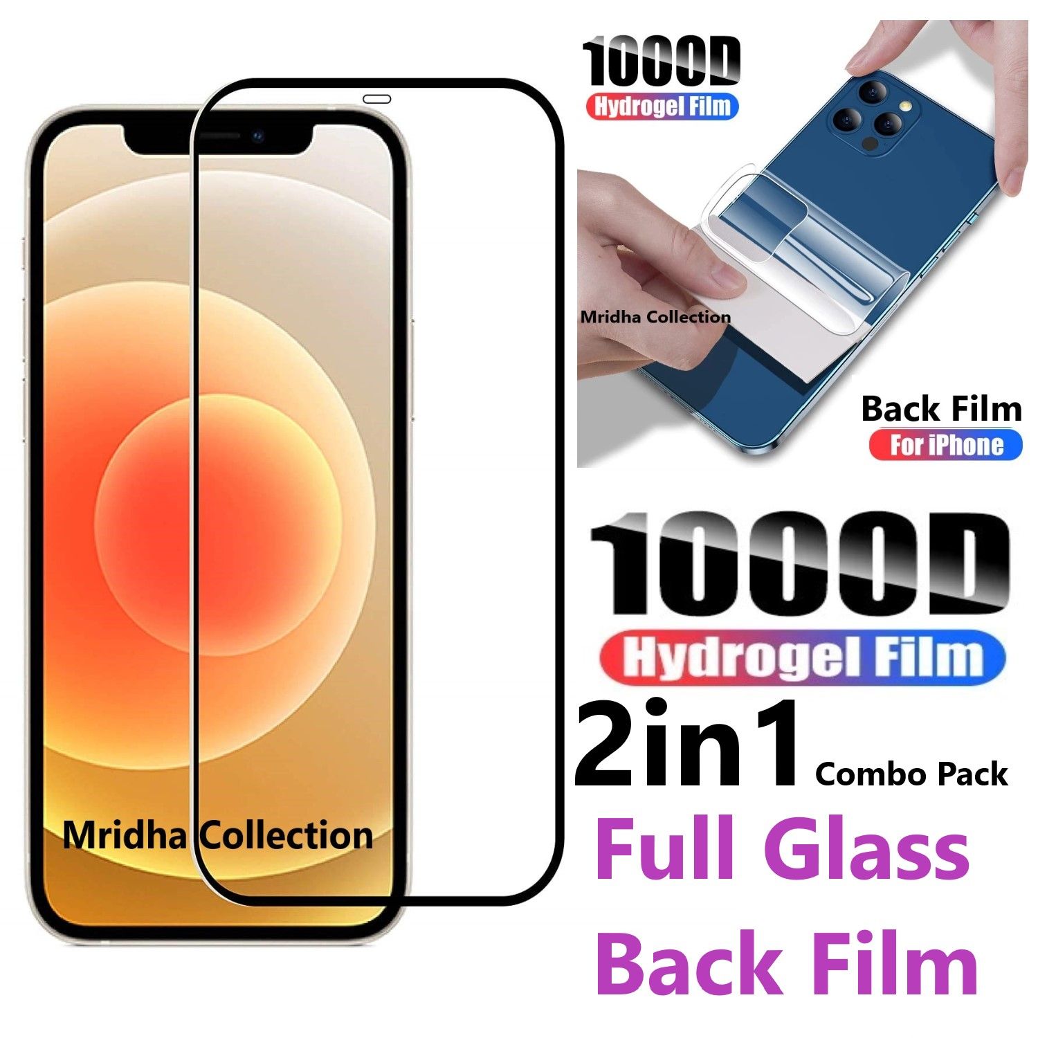 2in1 Protector Combo Pack for Apple iPhone 12 Pro Max (Full Screen Protector Glass+Back Hydrogel Protector Poly)