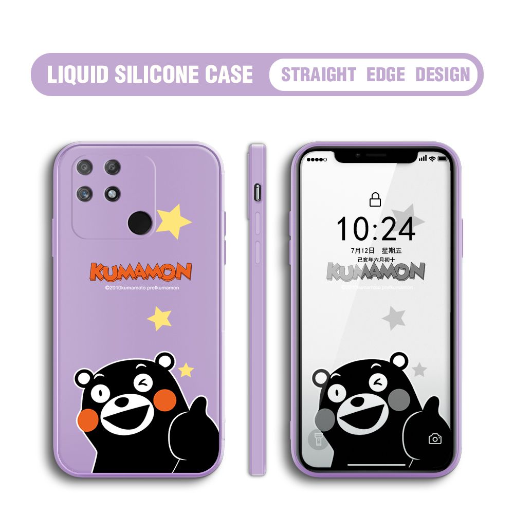 BILI for Realme Narzo 50A Back Cover Black Bear Multicolor Liquid Silicone Phone Case Soft Square Lens Protection Phone Cases
