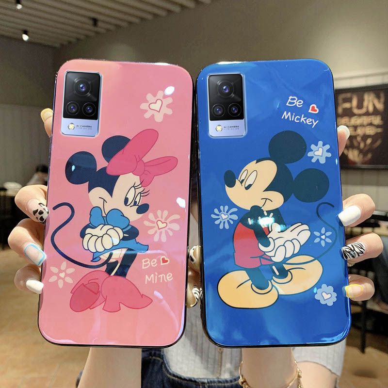 Phone Case Vivo V21E Back Cover Cute Mickey and Minnie Phone Cases Soft Silicone for Vivo V21E Case