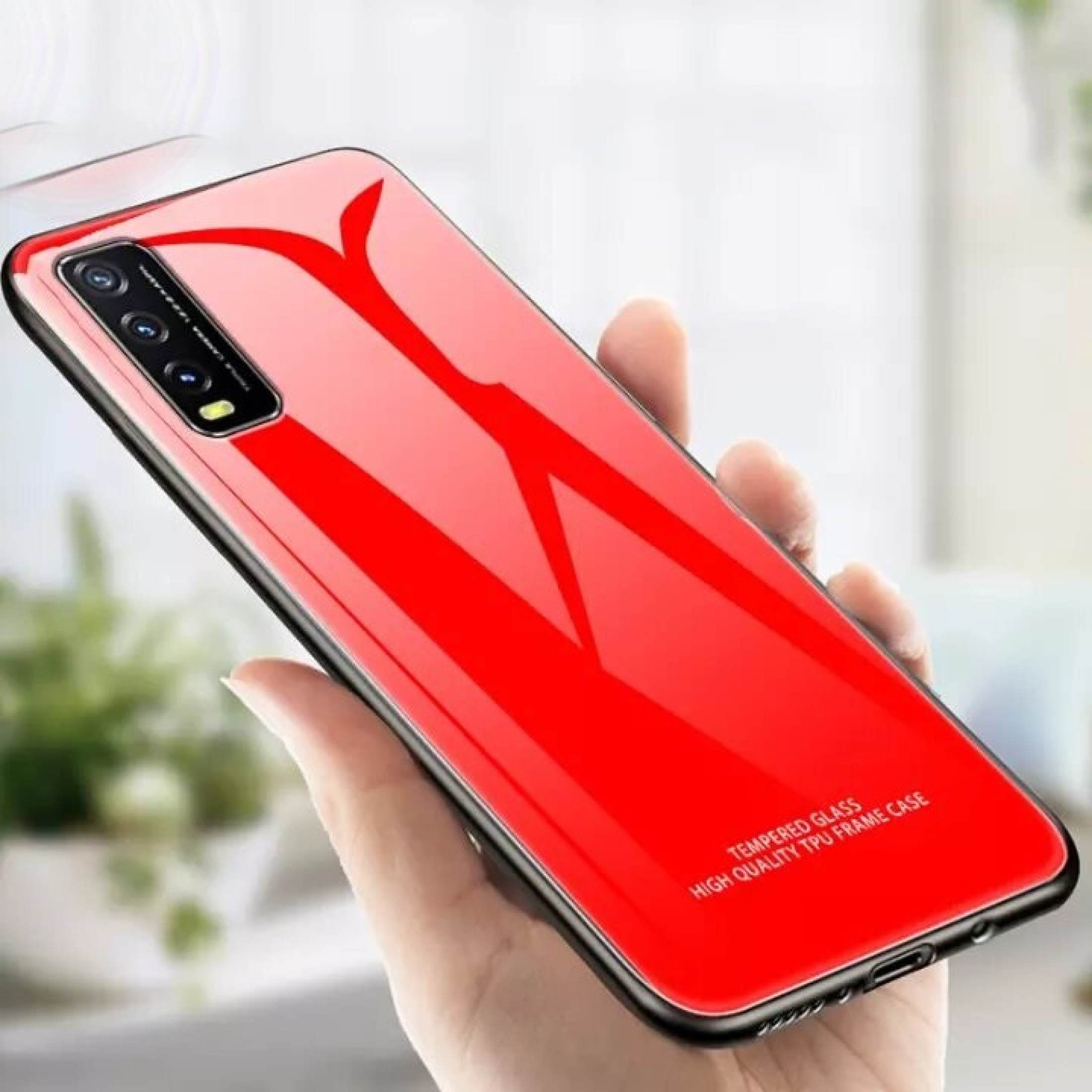 VIVO Y20 / VIVO Y20S / VIVO Y20i -  DESIGNED IN HONG KONG Scratchproof Tempered Glass Case Back Cover Casing ..