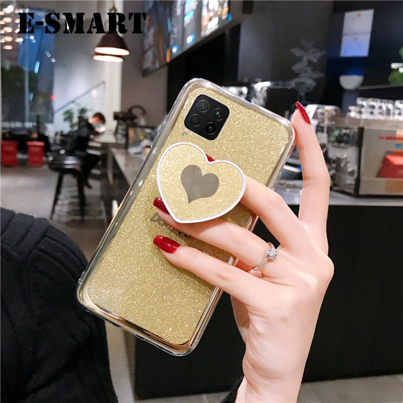 Phone case Huawei Nova 7i Back Cover Fashion Couple Cases Bling Gold Glitter Loved Bracket Holder Stand Ring Soft Protector Cover Huawei Nova 7i case