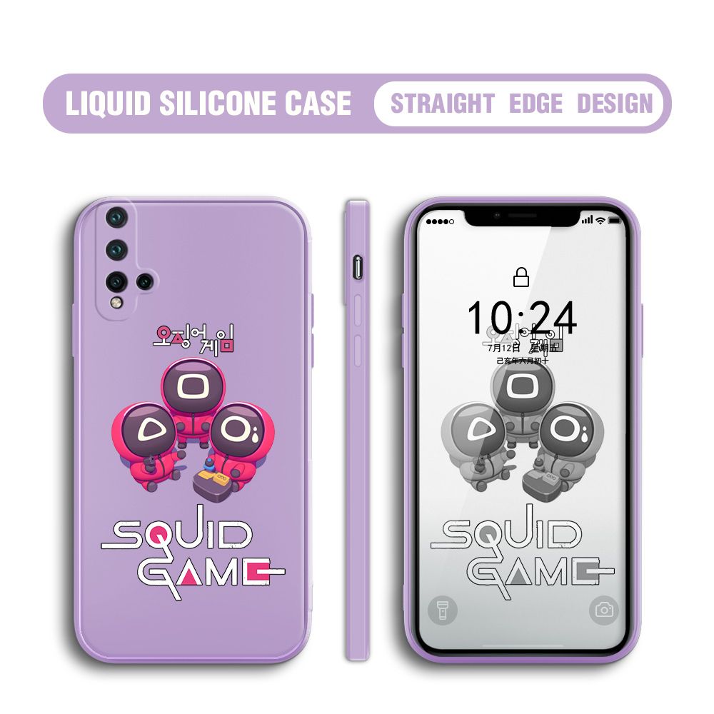 UCUC for Huawei Nova 5 Case Cute Cartoon Cute Squid Character Phone Cover Square Liquid Silicone Shockproof Phone Protective Case