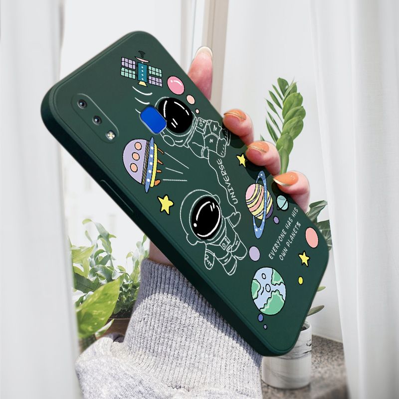 AMORVOR for Vivo Y95 Y91 Y91i Back Cover Cartoon Cute Astronaut Side design Soft Case Liquid Silicone Phone Cases
