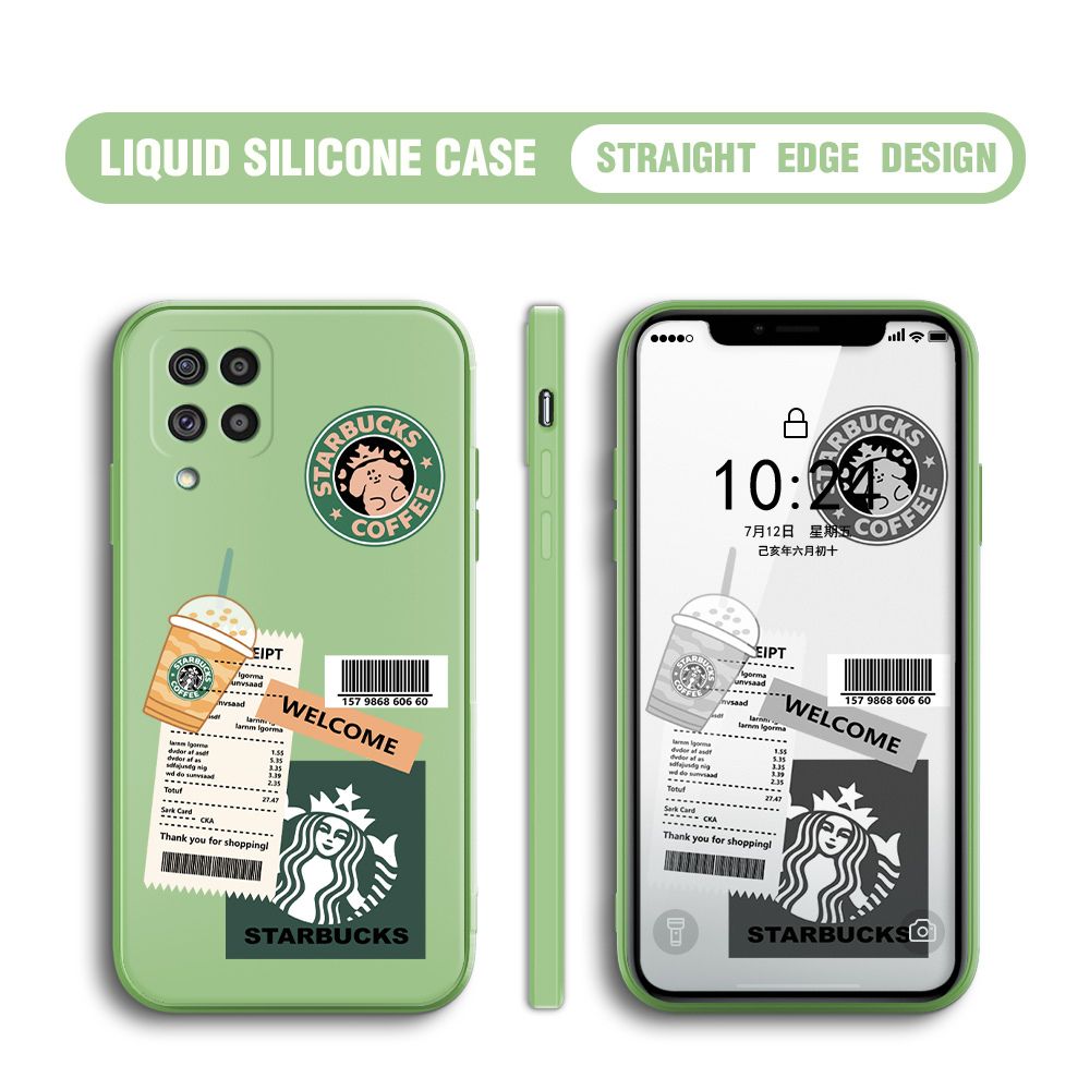 BILI for Samsung Galaxy F62 / Samsung Galaxy M62 Back Cover Creative Coffee Order Receipt Multicolor Liquid Silicone Phone Case Soft Square Lens Protection Phone Cases