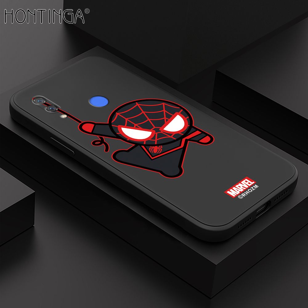Hontinga for Huawei Nova 3i / P Smart Plus Back Cover Cartoon Spiderman Design Soft Phone Case Square Edge Liquid Silicone Cases