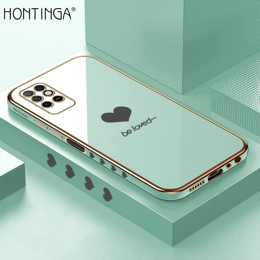 Hontinga for Infinix Note 8I Back Cover + Free Lanyard Luxury 6D Plating Lover Heart Side Pattern Case Soft Silicone Square Phone Cases