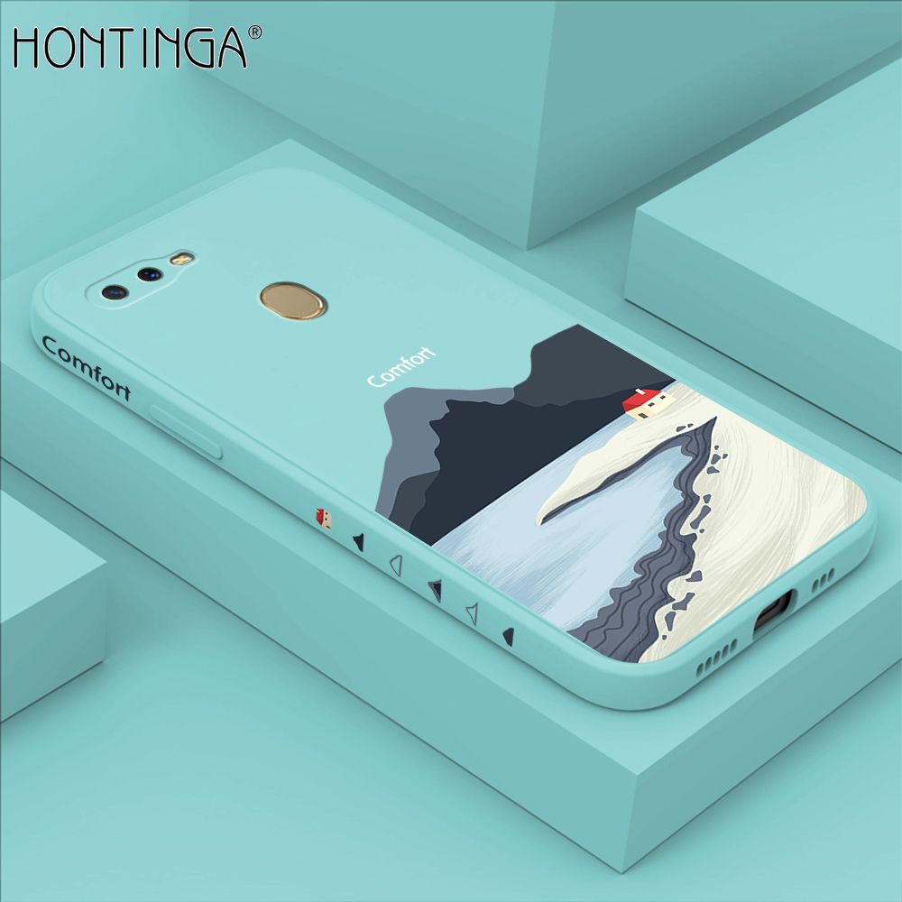 Hontinga for A5S A7 A12 A12S Case Side Design New Mount Back Cover Soft Square Edge Pattern Liquid Silicone Trend Phone Cases