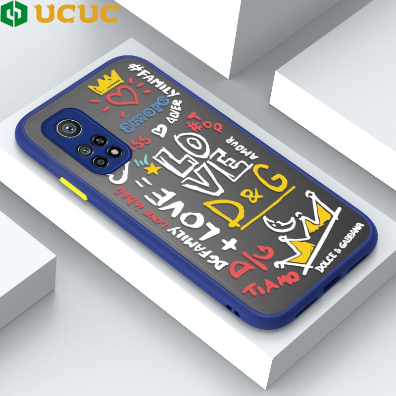 UCUC for Xiaomi 10T Pro / 10T Back Cover LOVE Graffiti Frosted Transparent Hard Phone Case Thin Shockproof Full Cover Camera Protect Case