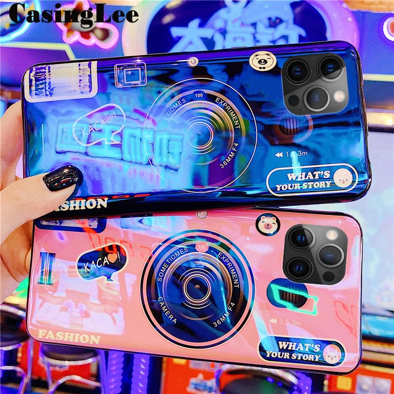 CasingLee For iphone 12 Case Shockproof Blu-ray Cute Camera Cartoon Design Silicone back Cover For iphone12 Phone Case Cover