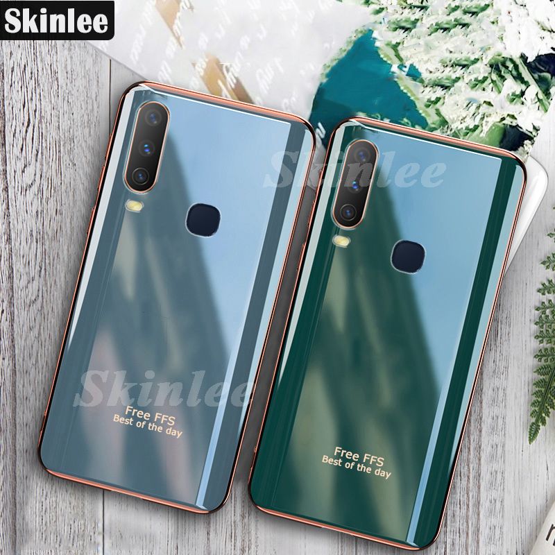 Phone Back Cover For Vivo Y17 Silicone Soft Case Electroplated Avocado Green Glitter Full Protector Phone Cases Vivo Y17 Case