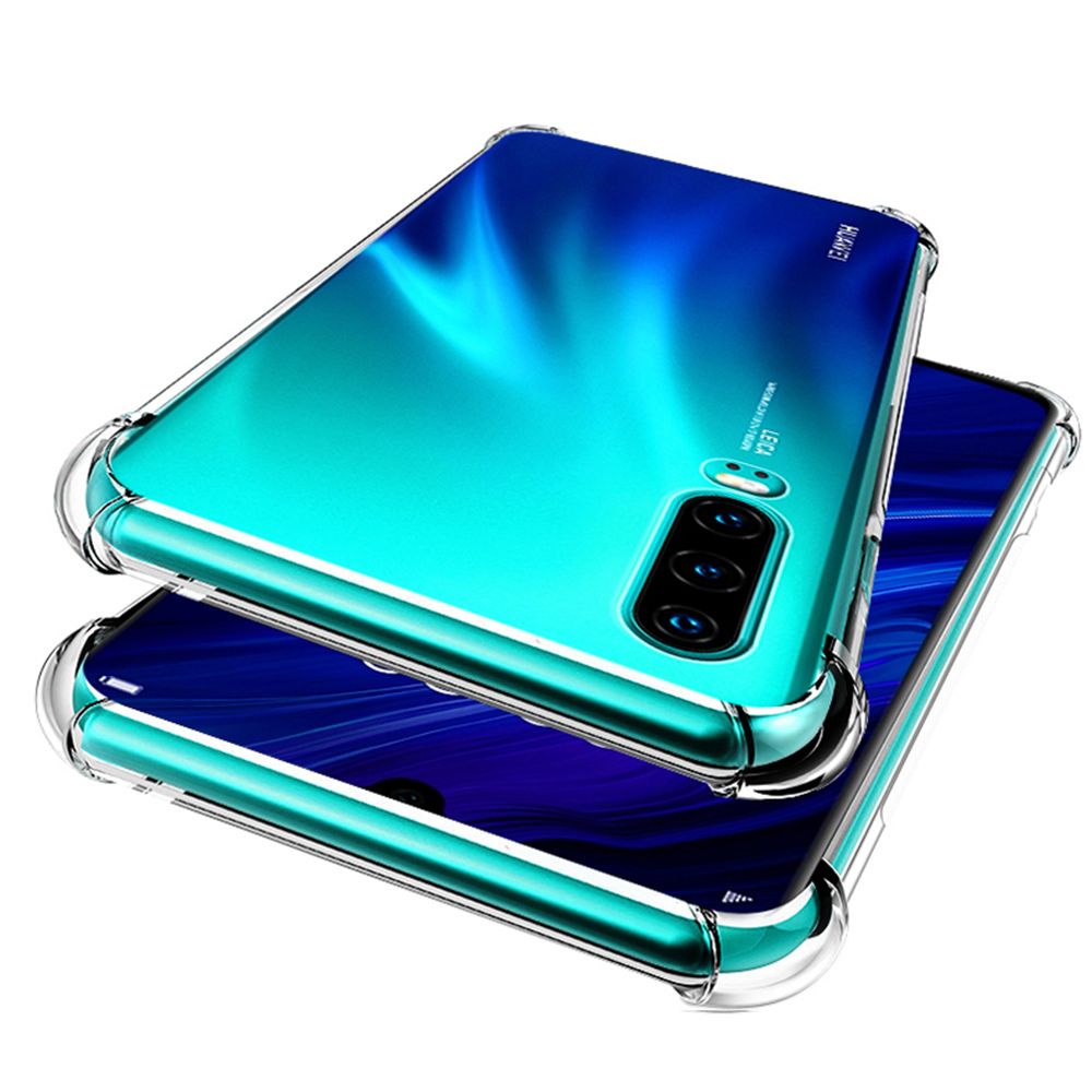 For Huawei P30 Transparent Soft Gel TPU Reinforced Corners Cushion Bumper Shockproof Drop Protection Case Cover