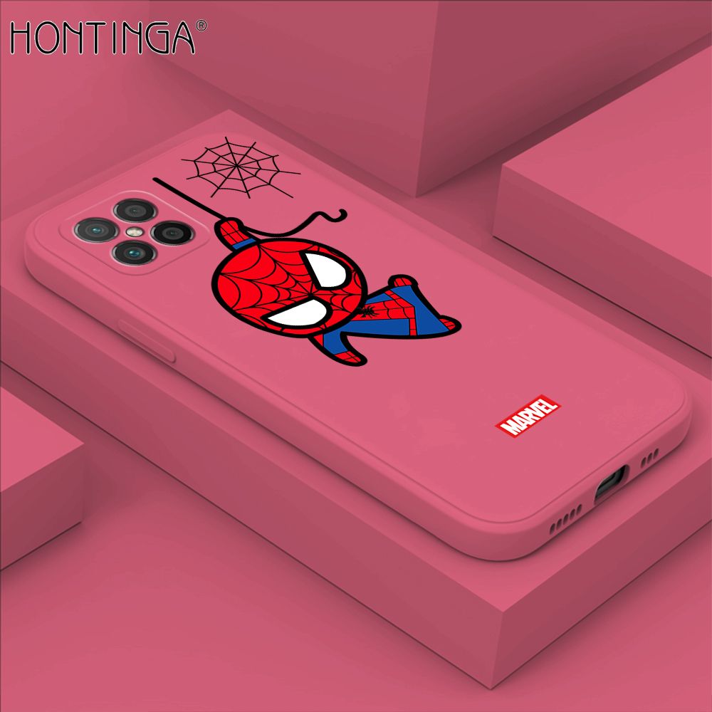 Hontinga for Huawei Nova 8 SE Case Cute Marvel Avengers Cartoon Spiderman Spider Man Phone Case Square Edge Silicone Cases Full Lens Cover Shockproof Protection Case