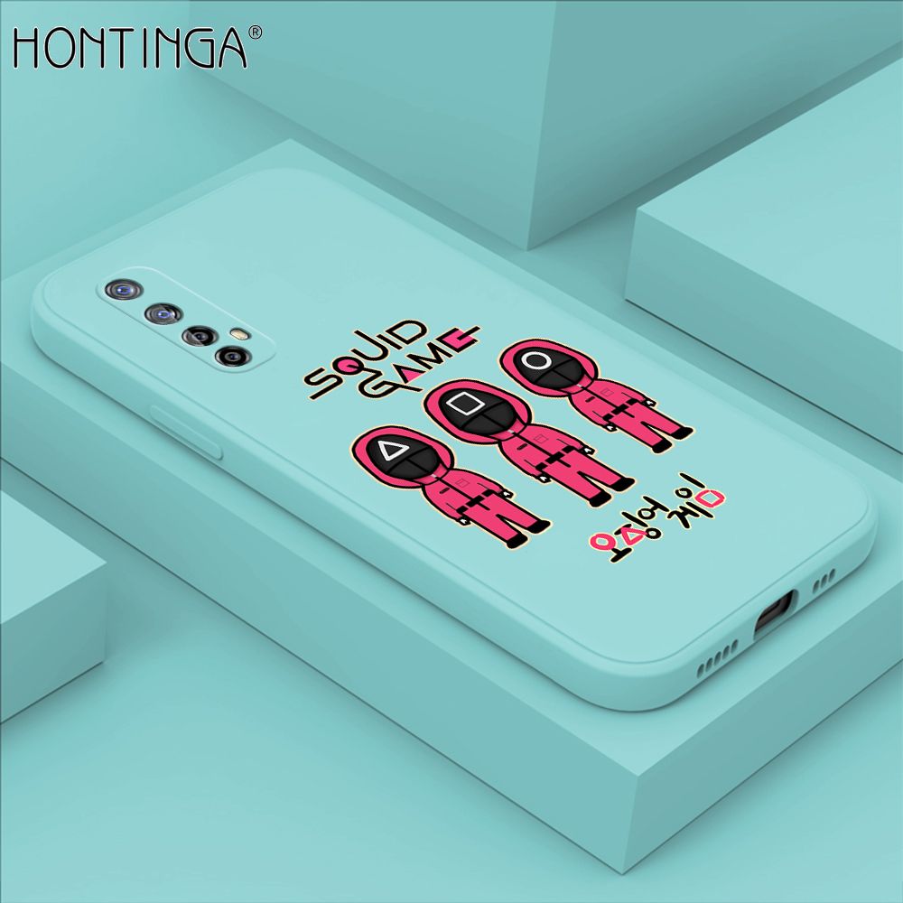 Hontinga for Realme 7 / Narzo 20 Pro Case Trend Cartoon Korean Squid Phone Cover Liquid Silicone Case Phone Protective Case