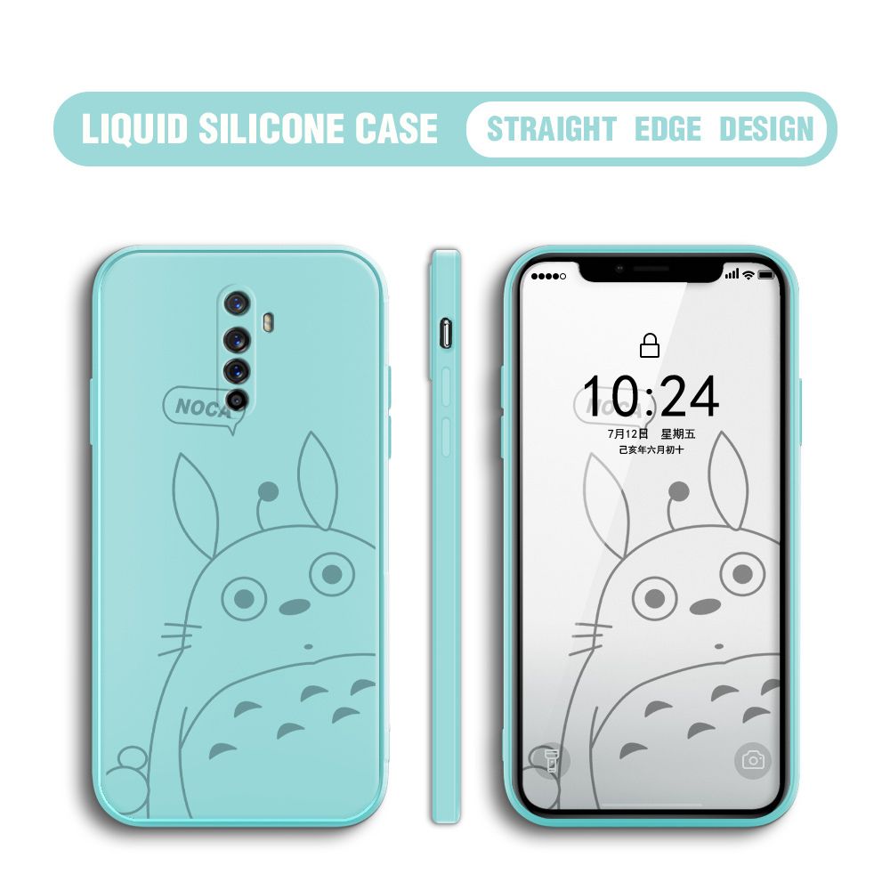 BILI for Realme X2 Pro / Reno Ace Back Cover Lovely Totoro Multicolor Liquid Silicone Phone Case Soft Square Lens Protection Phone Cases