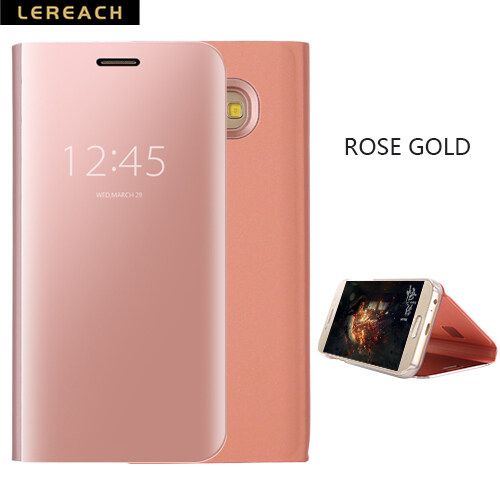 Lereach For Samsung galaxy S6 edge+ & S6 edge plus Cove Case Leather Flip Cover plated Mirror + PU leather Back Cover Case
