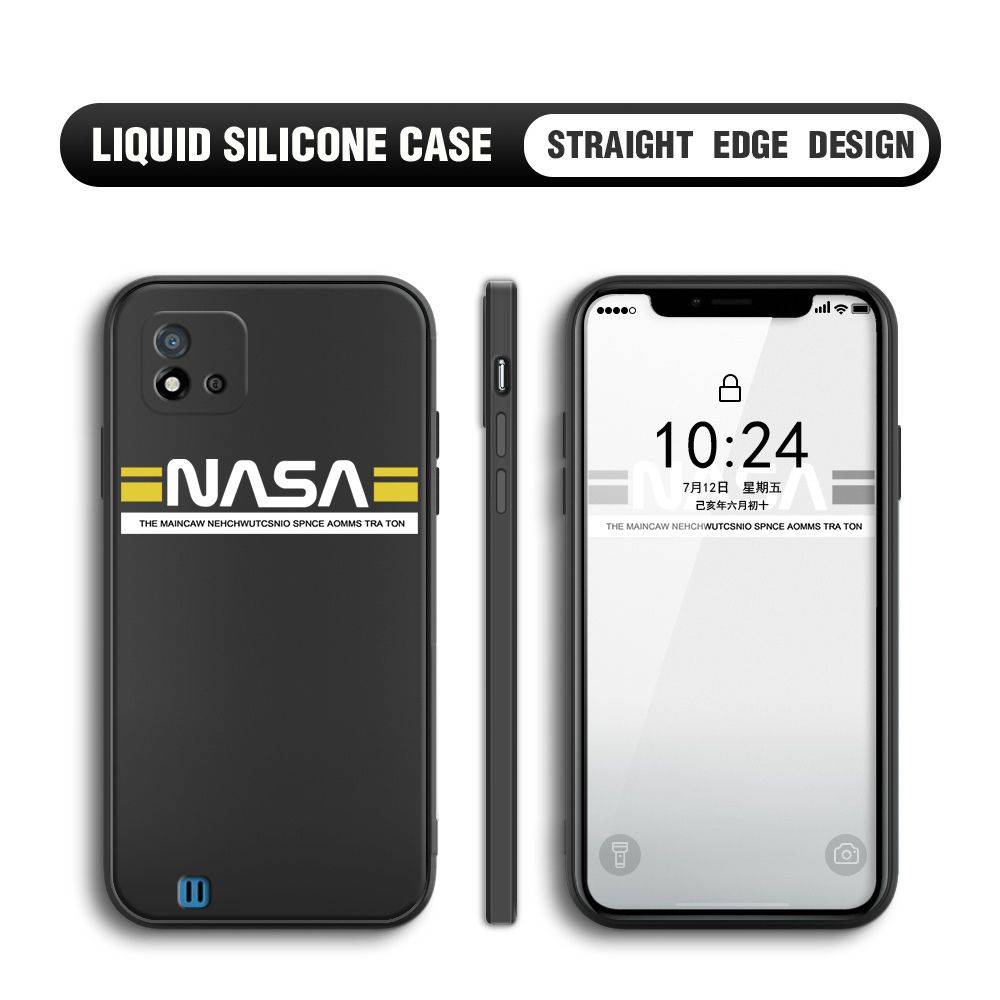Jizetin for Realme C20 / C20A / C11 2021 Back Cover NASA Spacecraft Pattern Design Liquid Silicone Phone Case Soft Full Camera Protect Phone Cases