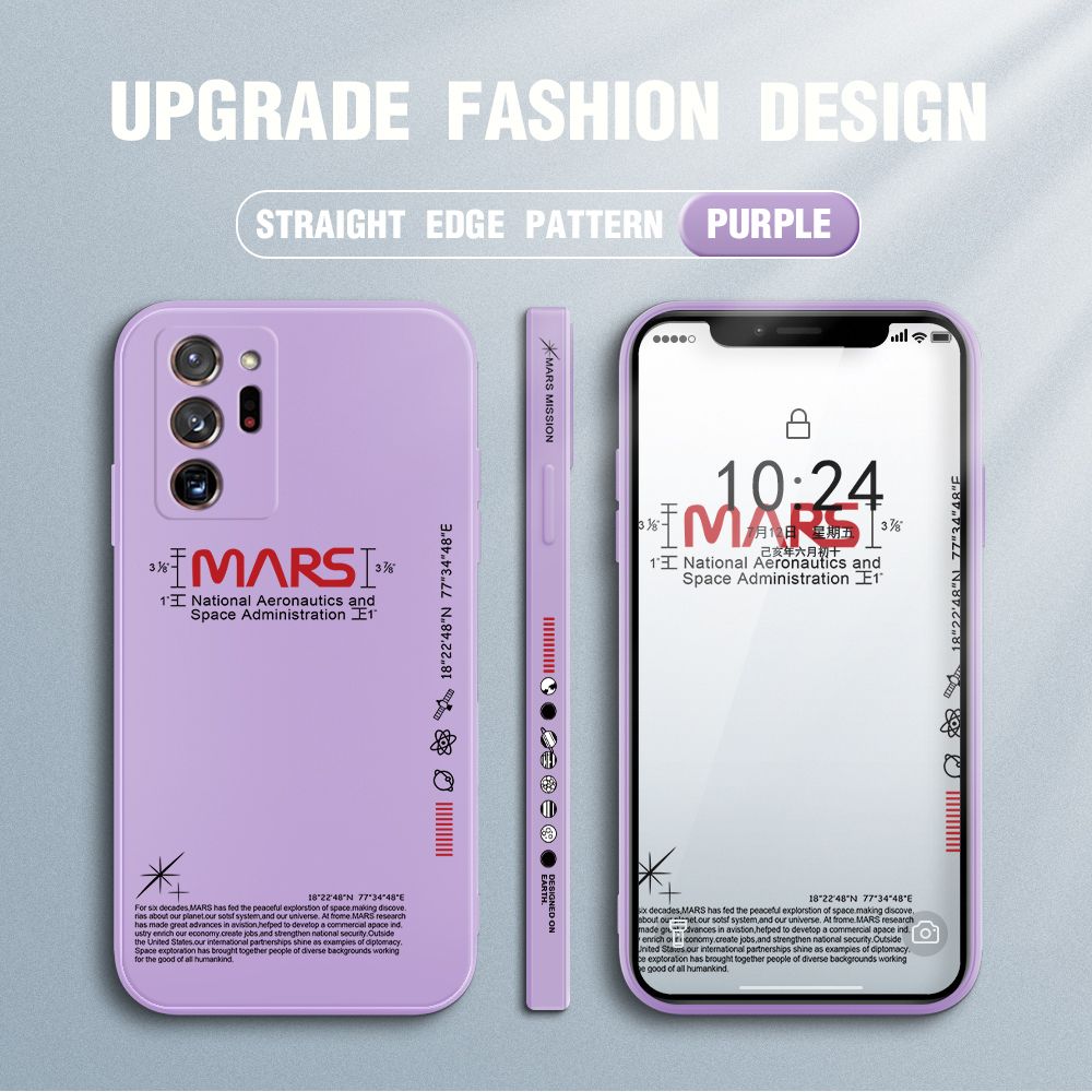 Jizetin for Samsung Galaxy Note 20 Ultra Case New NASA Design Side Design Phone Case Square Edge Pattern Liquid Silicone Cases Full Cover Camera Soft Protection Case