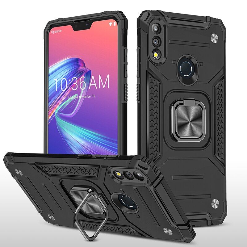 Magnetic Metal Finger Ring Stand Armor Shockproof Case For ASUS Zenfone Max Pro M1 ZB601KL ZB602KL Max Pro M2 ZB631KL ZB633KL