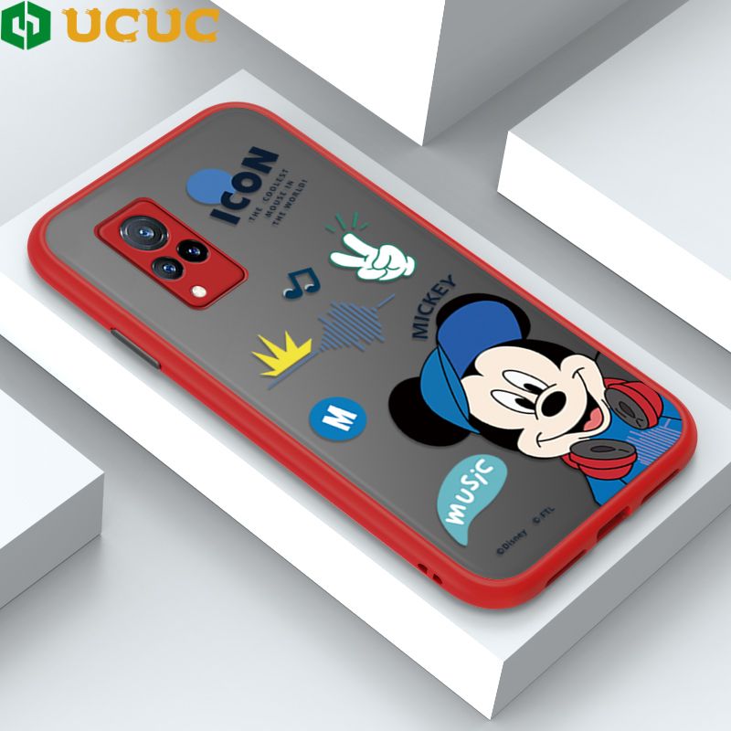 UCUC for Vivo V21 5G / V21 Back Cover Cute Mouse Greet Frosted Transparent Hard Phone Case Thin Shockproof Full Cover Camera Protect Case
