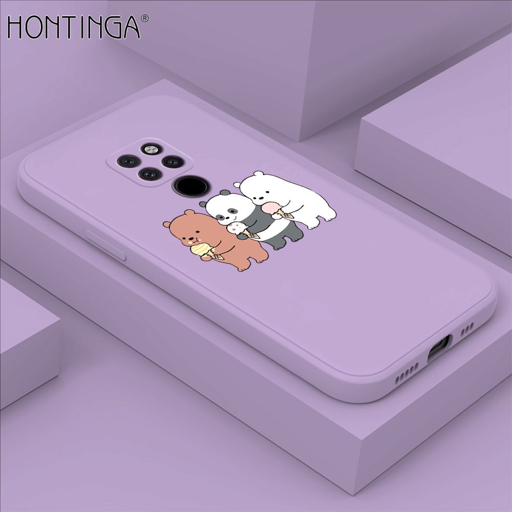 Hontinga for Huawei Mate 20 Case Cute Cartoon Bear  Phone Case Soft Square Edge Silicone Cases Full Lens Cover Shockproof Protection Cover