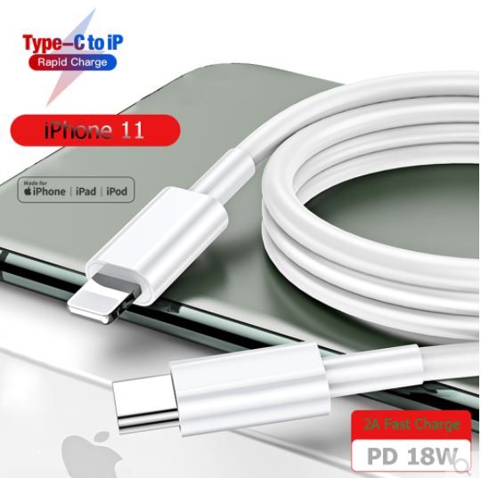 18W Type C Power Bank Fast Charger Cable 1M PD USB-C Charging Cable For Iphone 11/8/8plus/X/XS