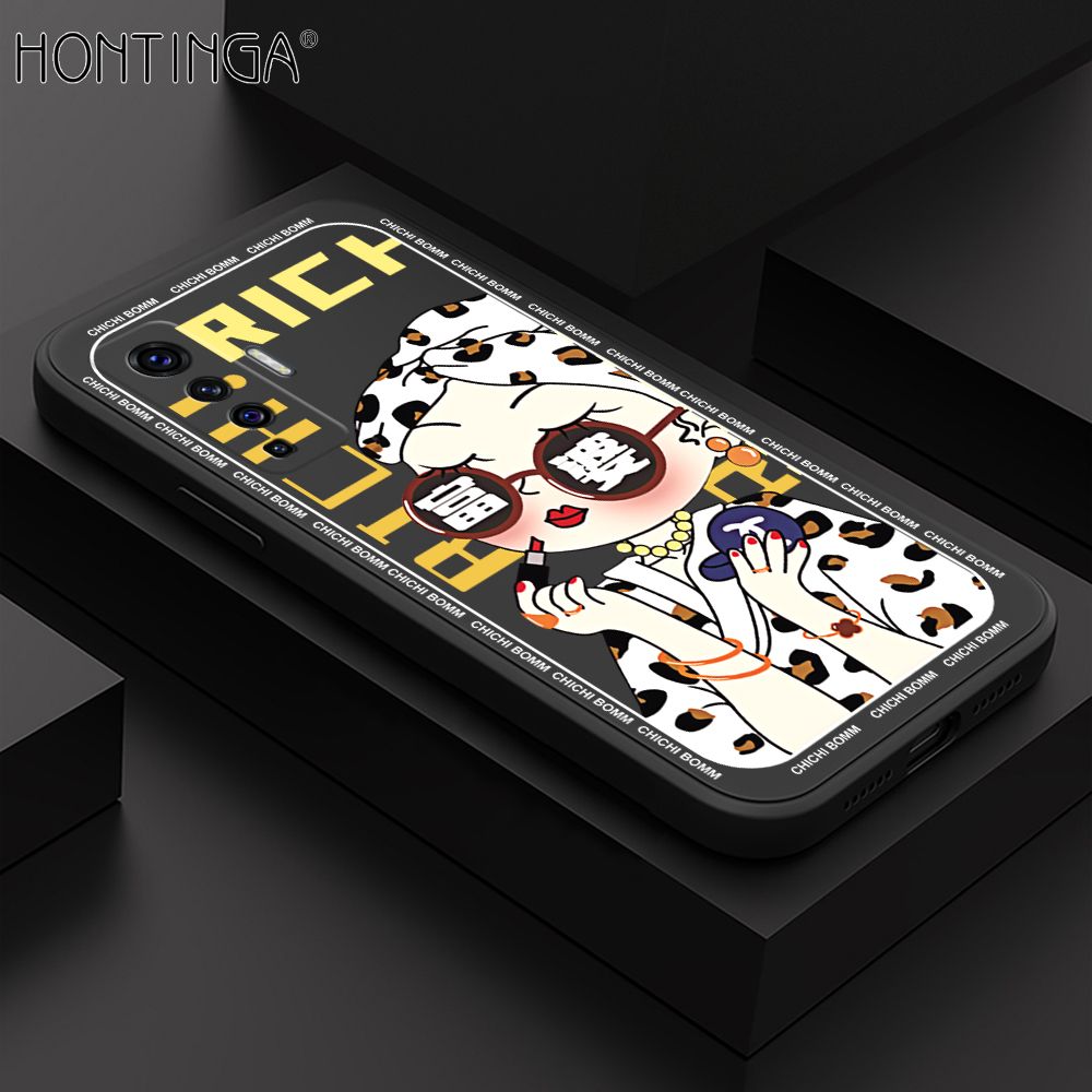 Hontinga for Vivo X50 5G Case Fashion Sunglasses Rich Girl Phone Case Phone Case Soft Square Edge Silicone Cases Full Lens Cover Shockproof Protection Cover