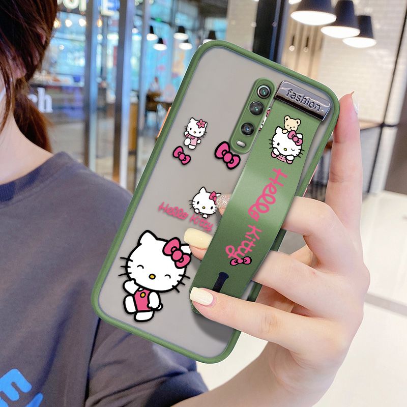 UCUC for Xiaomi Mi 9T Pro Wrist Strap Case Lovely KT Cat Wristband Printing Cover Shockproof Ultra Thin Phone Case