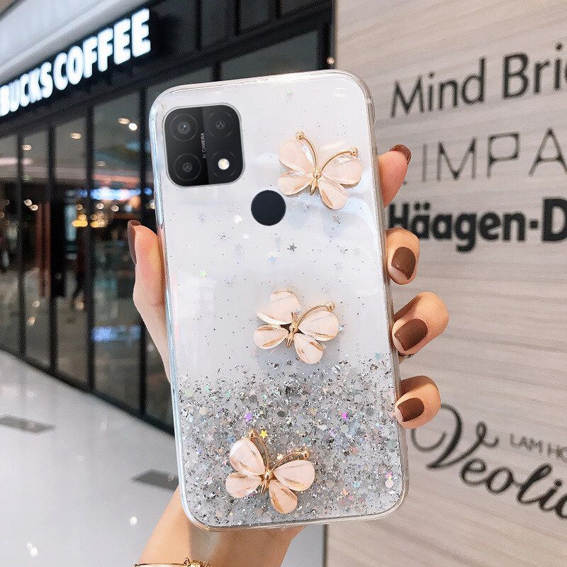 Phone case OPPO C25 Shiny Ring Case Glitter Soft Transparent Butterfly Cases For OPPO C25 Back Cover Stars Moon Girls