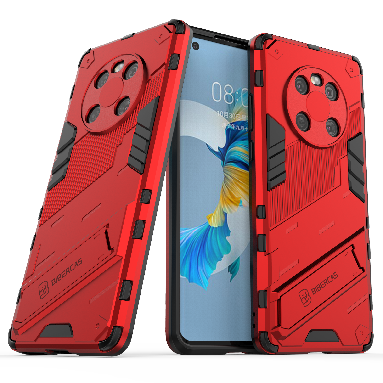 Shockproof Armor Phone Case For Huawei Mate 40 Rugged Bracket Anti-Fall Protector Cover