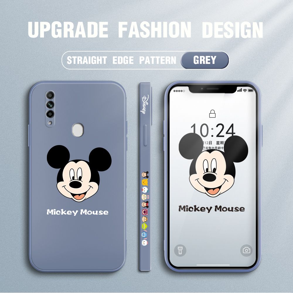 Jizetin for OPPO A31 2020 Case Creative Cartoon Mouse Avatar Side Design Phone Case Square Edge Pattern Liquid Silicone Cases Full Cover Camera Shockproof Protective Case
