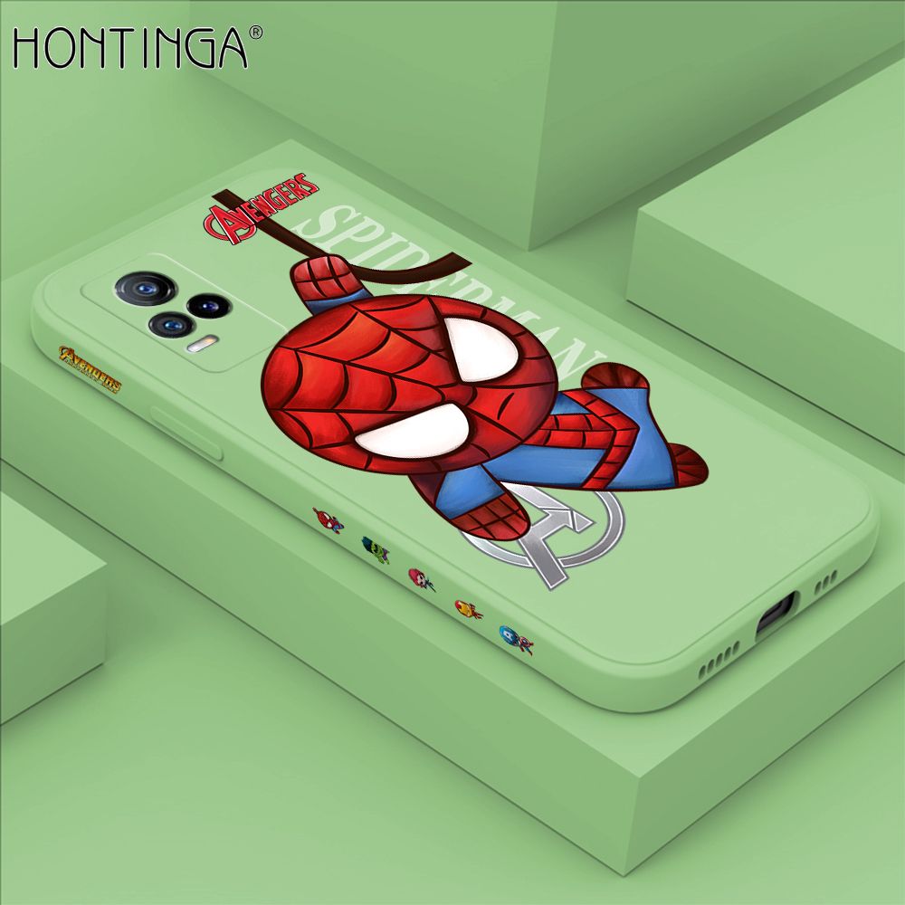Hontinga for Vivo V21E Case Side Design Cartoon Little Spider Back Cover Soft Square Edge Pattern Liquid Silicone Trend Phone Cases