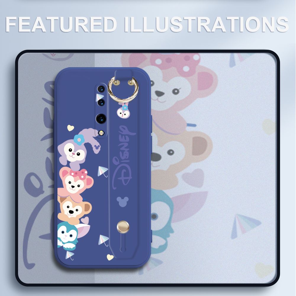 UCUC for OnePlus 7 Pro Wrist Strap Case Creative Cartoon Cute Bunny Cover Ultra Thin Anti Fall Liquid Silicone Phone Case