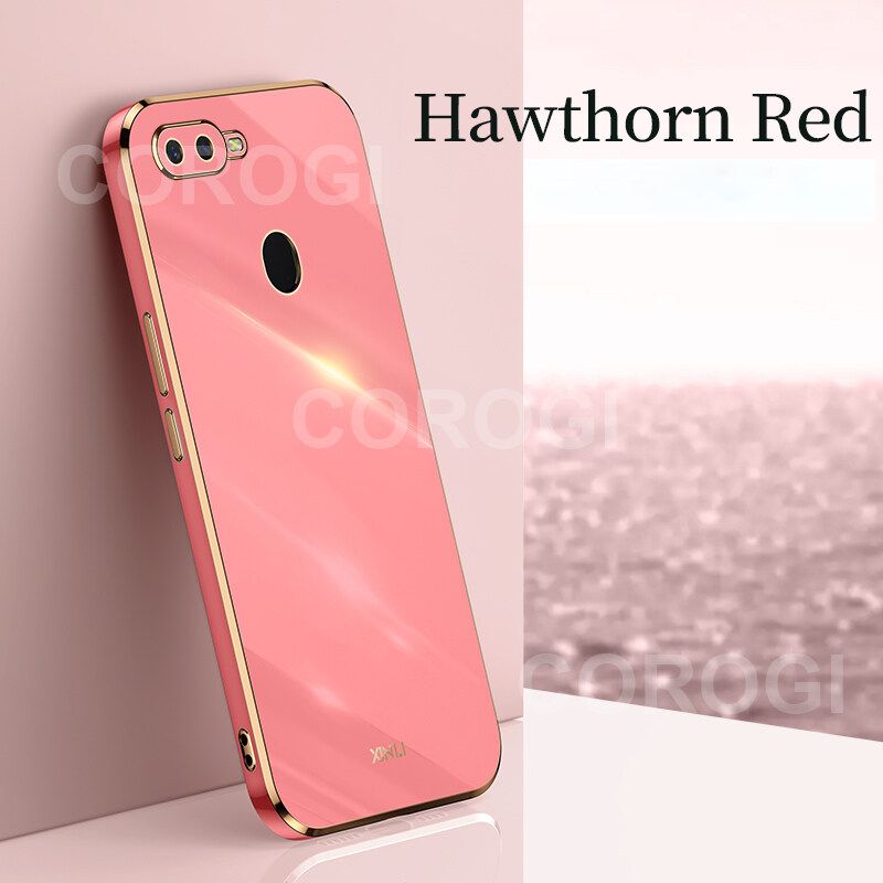 For OPPO A12 Cover Fashion Shiny Plating Square Bumper Slim Phone Case Soft TPU Silicone Shockproof Protective Back Cover