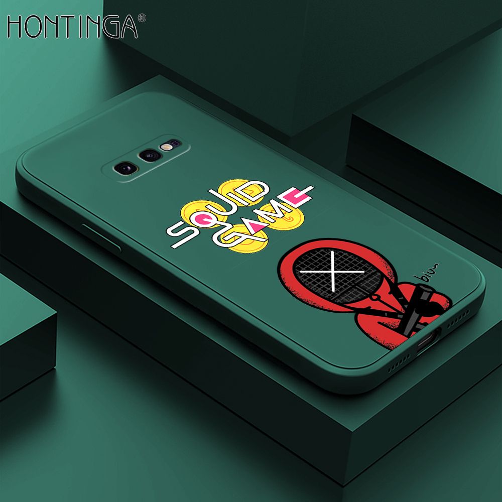 Hontinga for Samsung Galaxy S10e Case Fashion Cartoon Electric Baton Judge Role Phone Cover Square Liquid Silicone Trend Phone Case