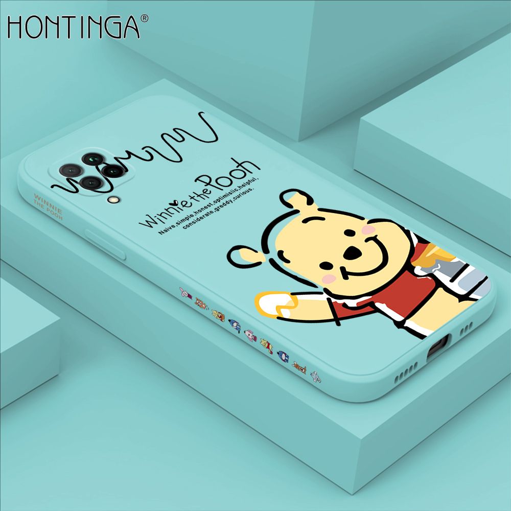 Hontinga for Huawei Nova 7I Case Side Design Hello Little Bear Back Cover Soft Square Edge Pattern Liquid Silicone Trend Phone Cases