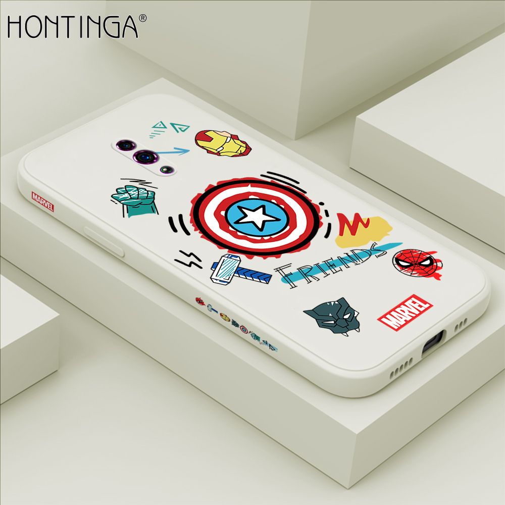 Hontinga for OPPO Reno Case Side Design Trendy Cartoon Sign Back Cover Soft Square Edge Pattern Liquid Silicone Phone Cases