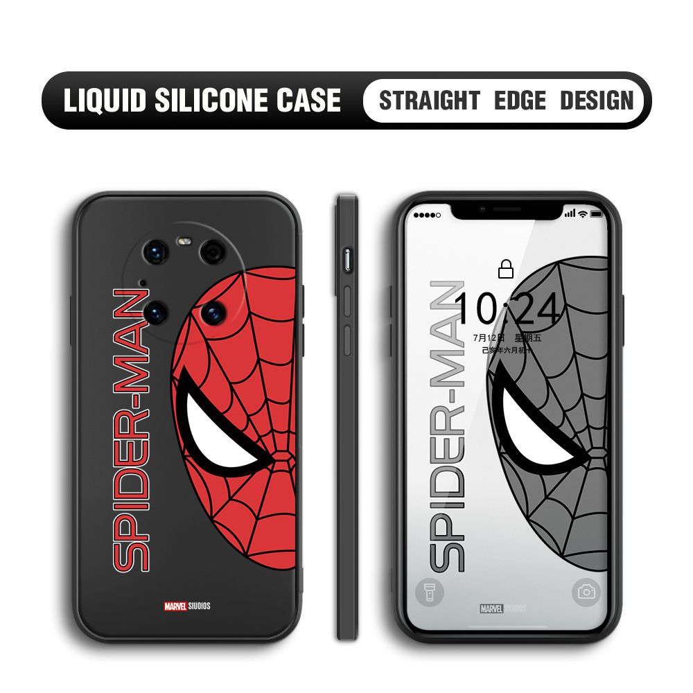 Jizetin for Huawei Mate 40 Pro Back Cover Cute Spiderman For Boys Liquid Silicone Phone Case Soft Full Camera Protect Phone Cases